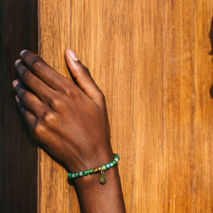 Isokan Unisex Adinkra Symbol Beaded Bracelet African Turquoise with G   DIYANU