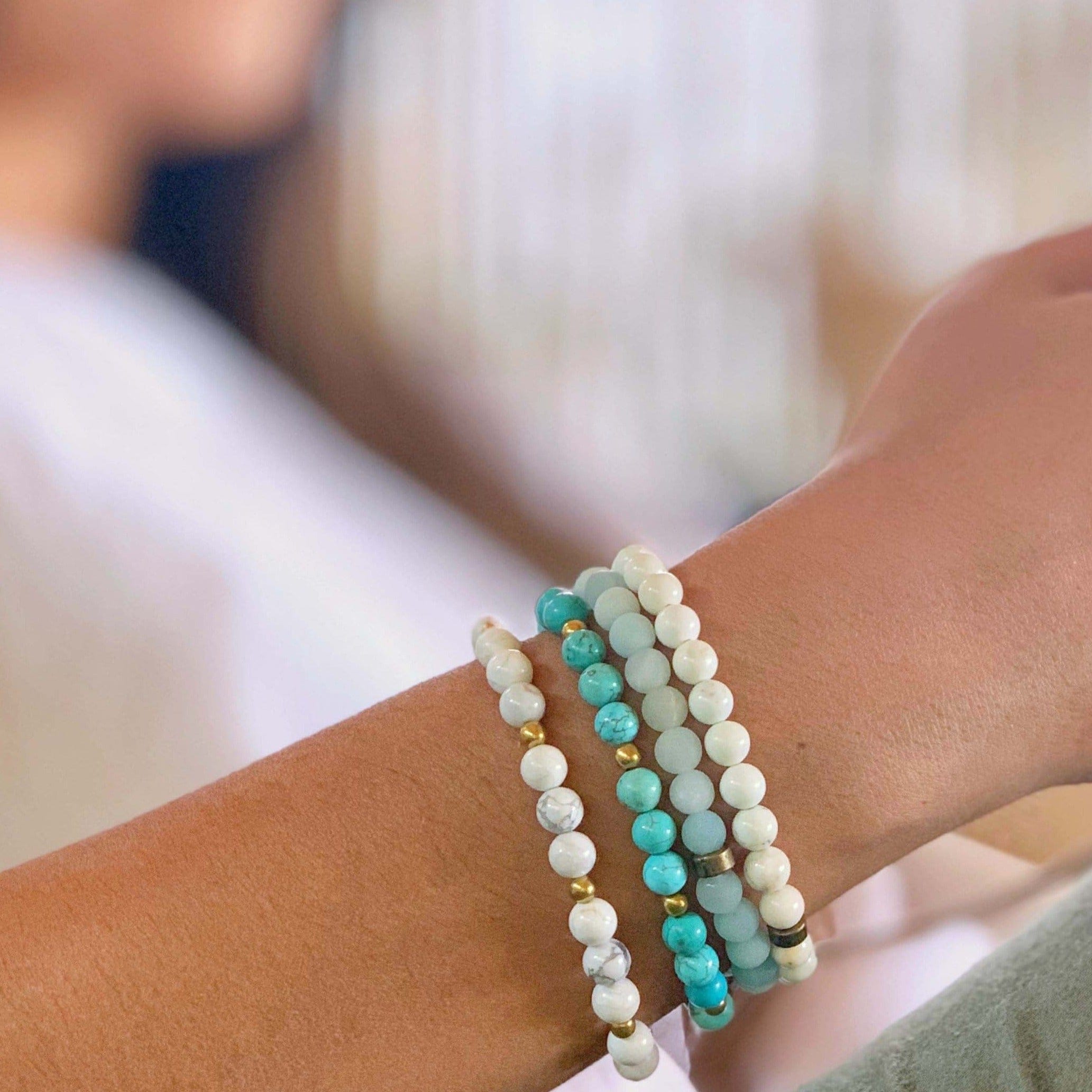Blue and White Turquoise Bracelet Stack